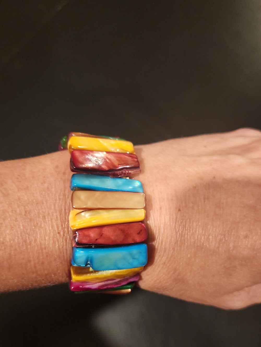 Colorful Multi-Stone Stretch Bracelet - Vibrant Yellow Blue Red